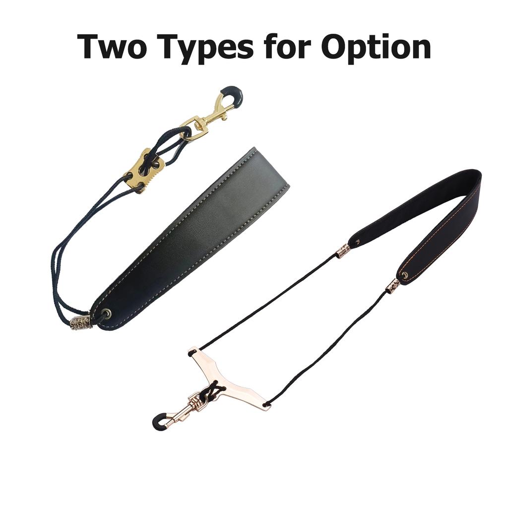 Adjustable Saxophone Neck Strap Soft Leather Padded Sax Strap with Metal Hook for Saxophones Clarinets