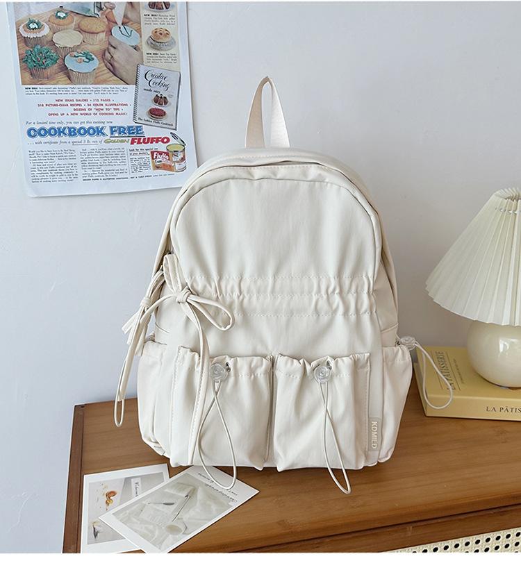 Schoolbag Niche Design Pleated Backpack Women Travel Lightweight Cute Bow Schoolbag Junior High School Girls College Student Backpack