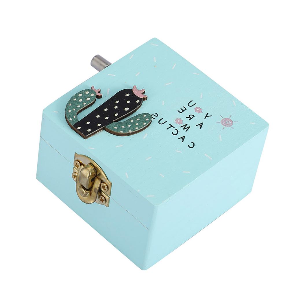 Mini Wooden Music Box Hand Crank Mechanical Music Box Birthday Gift