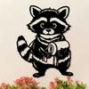 1pc Cute Raccoon Toilet Paper Holder Metal Wall Art Bathroom Decor Animal Statue Garden Living Room Holiday Gift