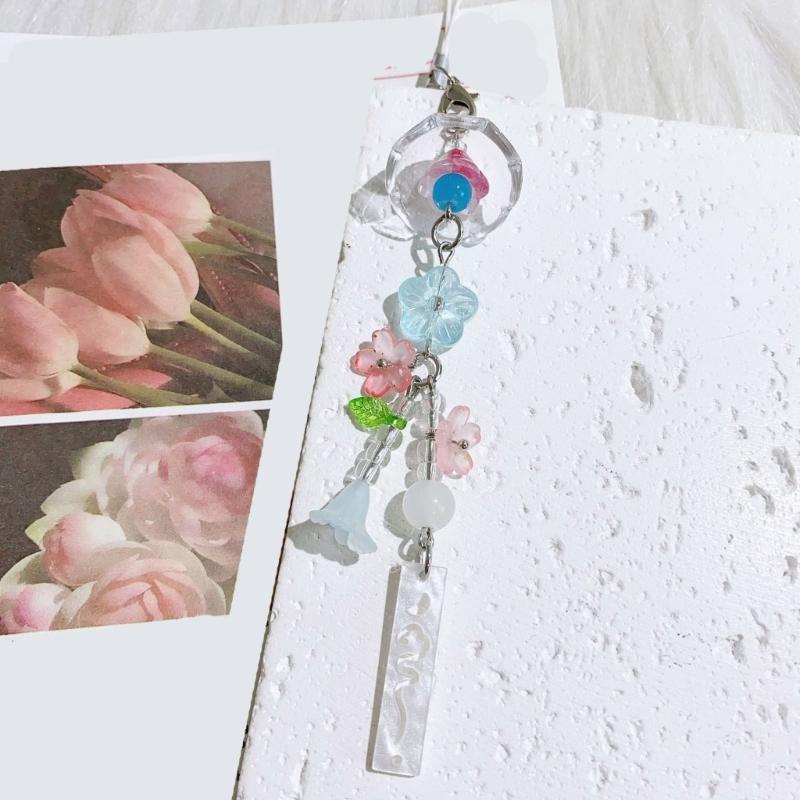 Versatile Resin Jellyfish Wind Chime Phone Strap Accessory Beaded Craft Customizable Charm For Bags Cameras