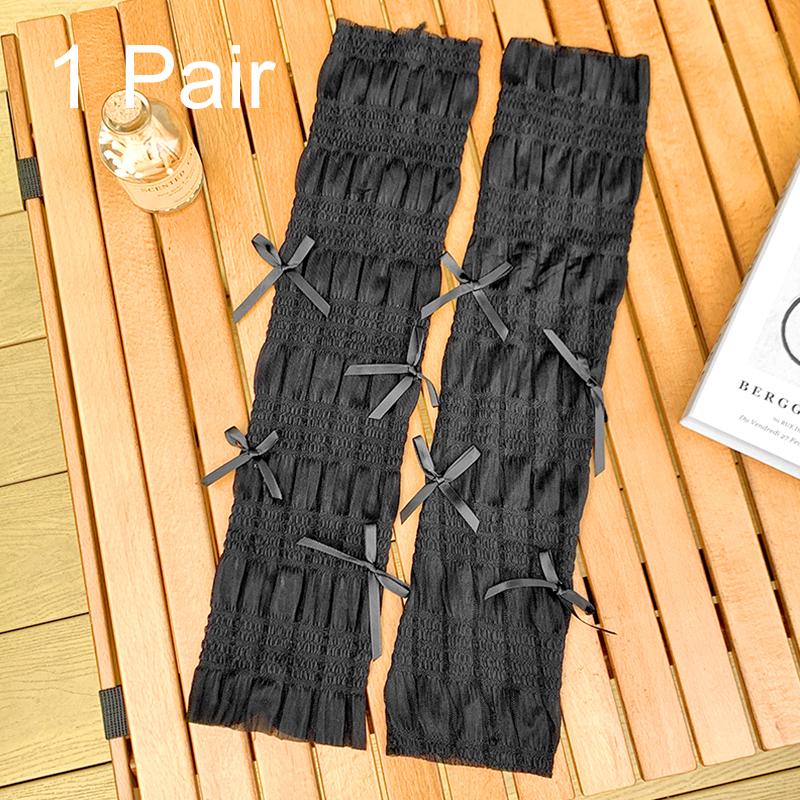 1 Pair Fashion Sunscreen Sleeves Ice Silk Oversleeves Ballet Style Bowknot Girls Heart