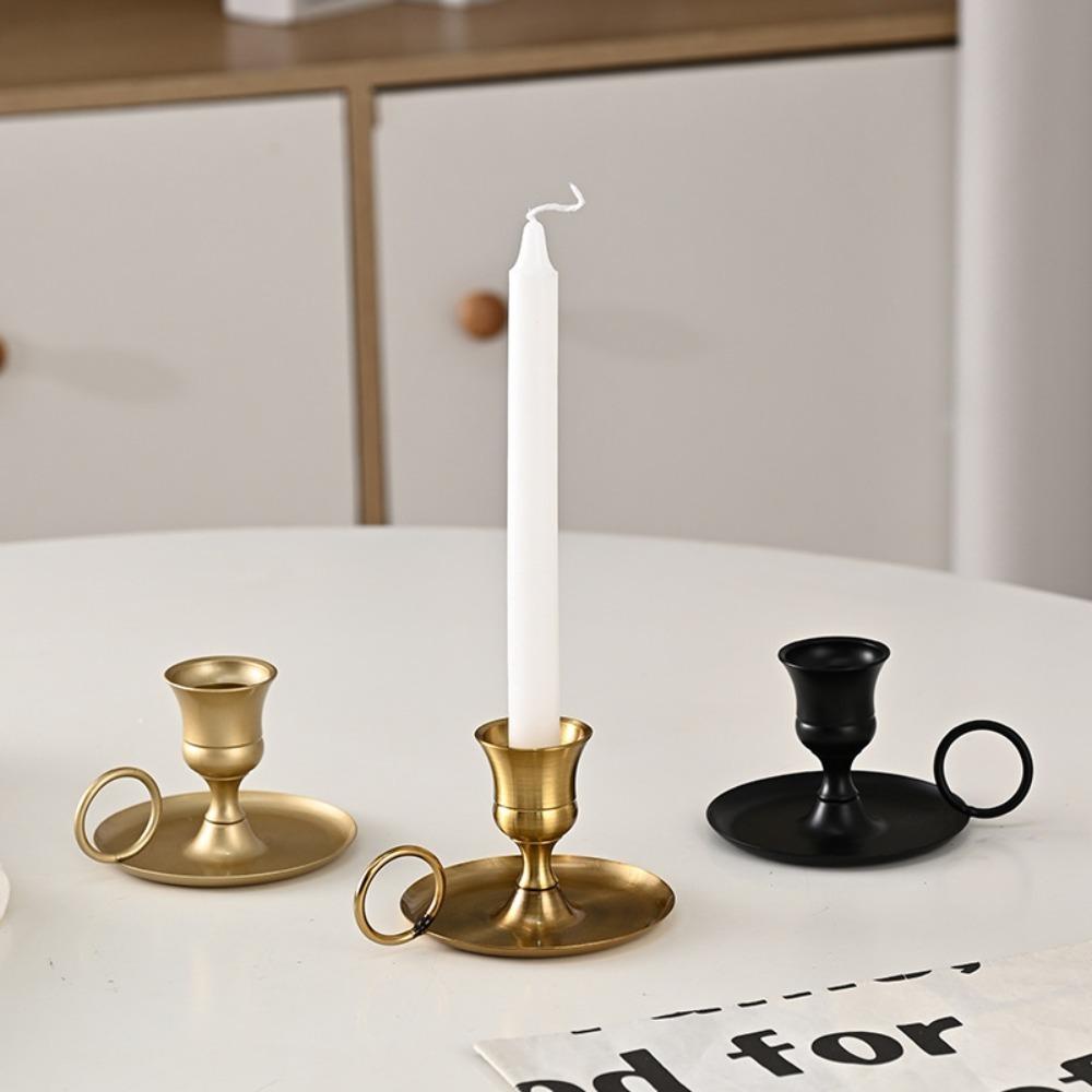 2 Piece with Holding Ring Desktop Candlestick Retro Candle Stand  Restaurant