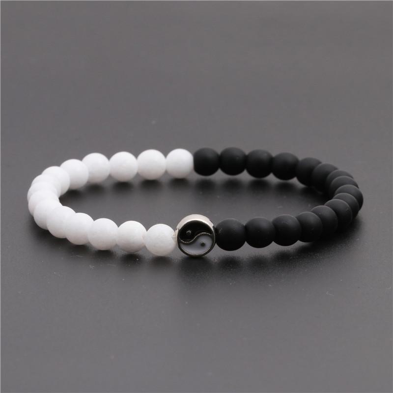 Distance beaded Bracelet Fashion Natural Stone two colors Yin Yang Charm Bracelets for Men Women Friendship couple