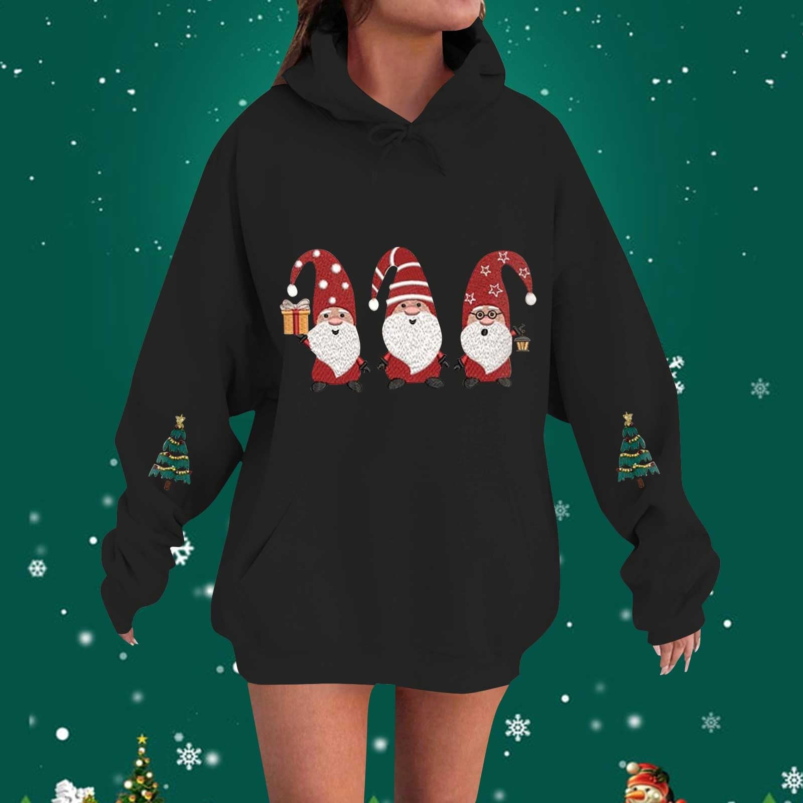 

Женская модная повседневная толстовка с капюшоном, длинным рукавом и принтом XXXL чёрный