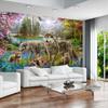 Custom 3D Wall Mural Wallpaper Forest Red Peach Blossom Gray Wolf Animal Children Fresco Kid's Room Decor Papier Peint Enfant
