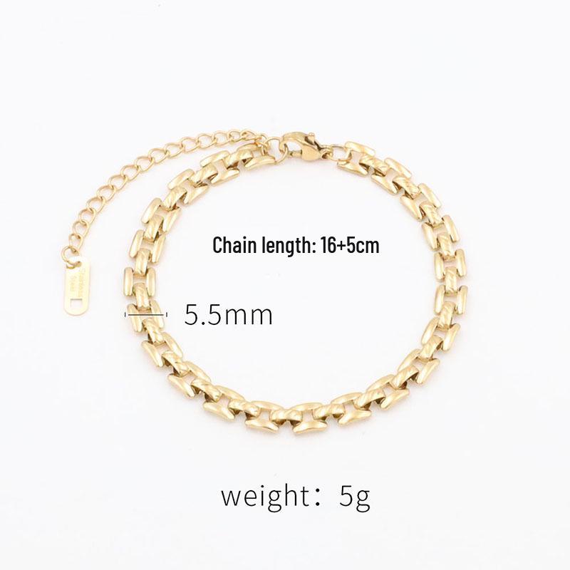 Unisex Retro Hip-Hop Metal Cuban Chain Watch Band & Necklace Bracelet Set