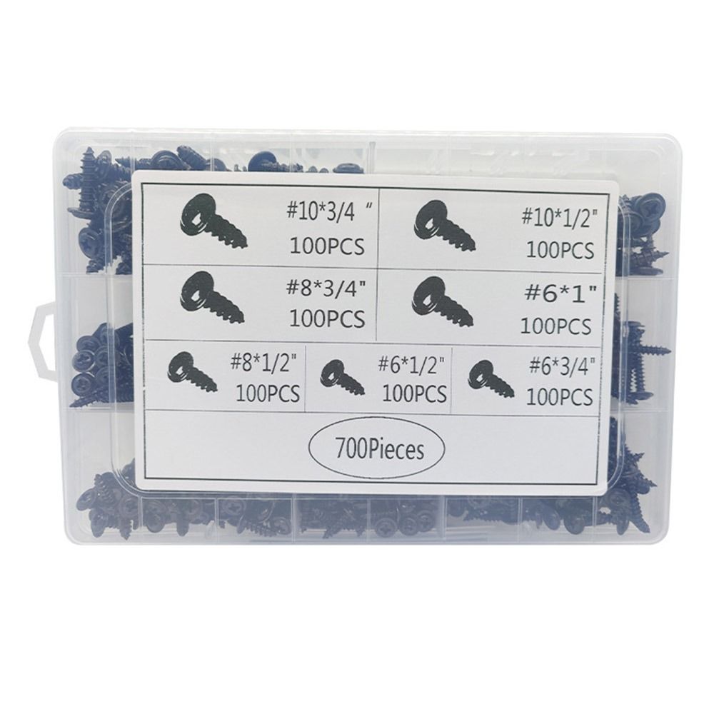 Fully Threaded Self-Tapping Screw Assortment Kit Drilling for Metal, Furniture