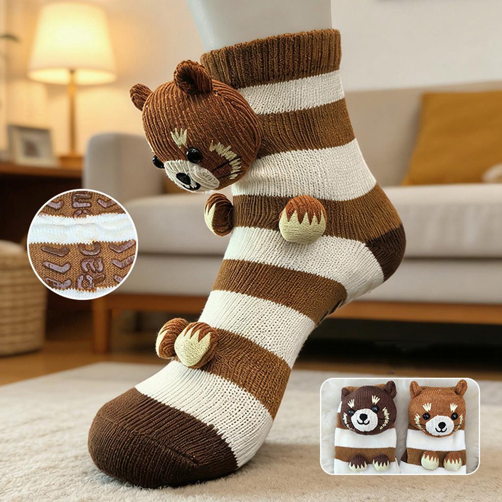 Pánské Dámské Bavlněné Vysoké Pantoflové Ponožky Teplé Termo Pletené Podlahové Ponožky s Protiskluzovými Body