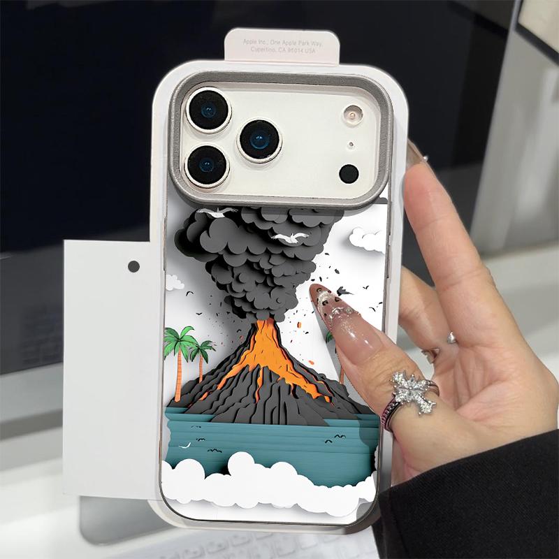 Mountain Waves Print Case For iPhone 17 18 Pro Max Leather Texture Silicone Cover For iPhone 16 15 14 13 Pro Max 16E 17E