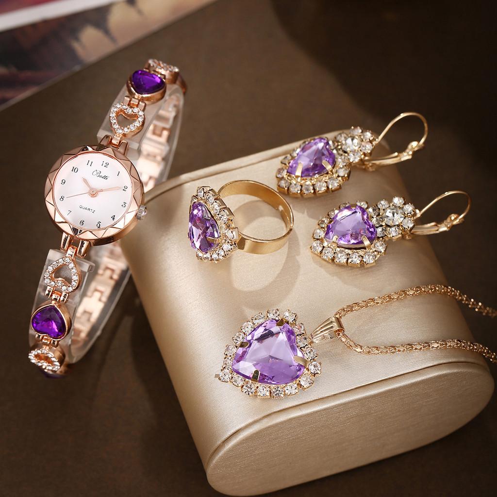 Minimalist Womens Quartz Watch With Heart Pendant Jewelry Set For Casual Wear