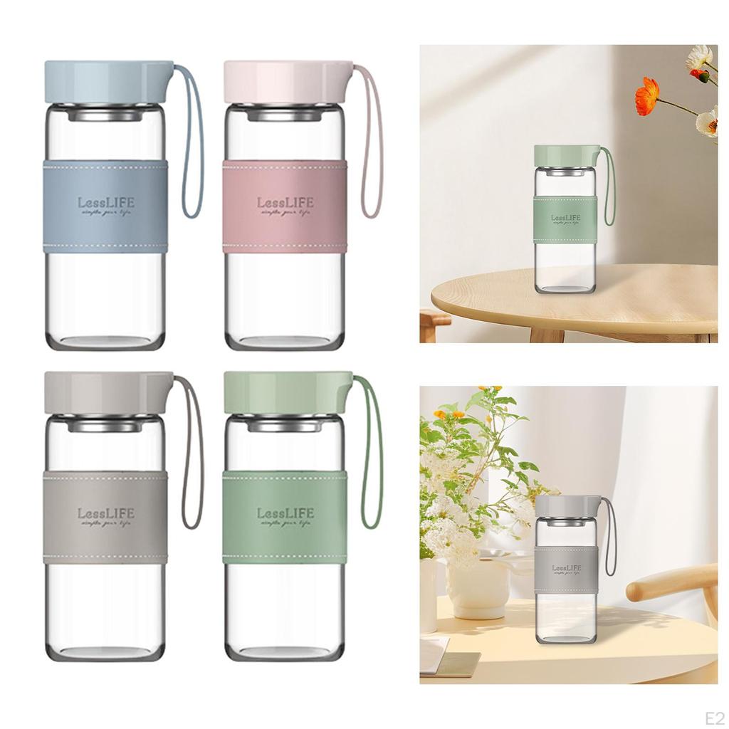 Tragbare Teeflasche Wasserflaschen 480ml Auslaufsicherer Becher Rutschfeste Hülle für Camping Wandern