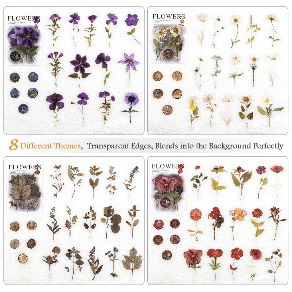 40pcs Pre-Cut Floral Sticker Set Flower Decal Journal Stickers PET Flower Stickers for Journaling Scrapbooking, Easy To Peel