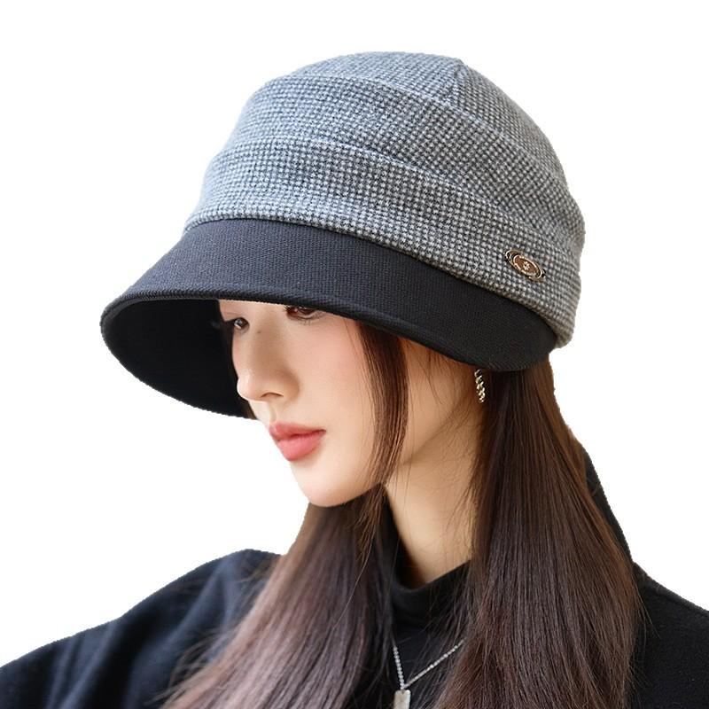All-matched Pleated Equestrian Hat Autumn and Winter Casual and Fashionable Windproof Hat for Women Showing Their Faces Small Warm Baseball Cap
