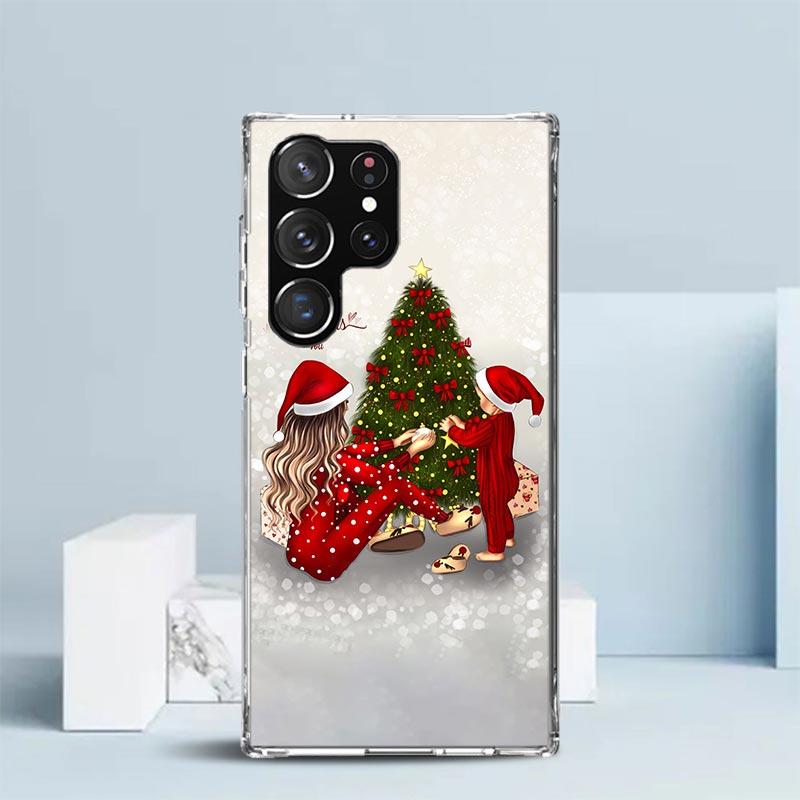Weihnachts-Mädchen Baum Geschenk Handyhülle Für Samsung Galaxy S24 S25 Edge S26 Ultra S22 S23 Plus S21 + S20 FE Weiche TPU Rückseite Gal