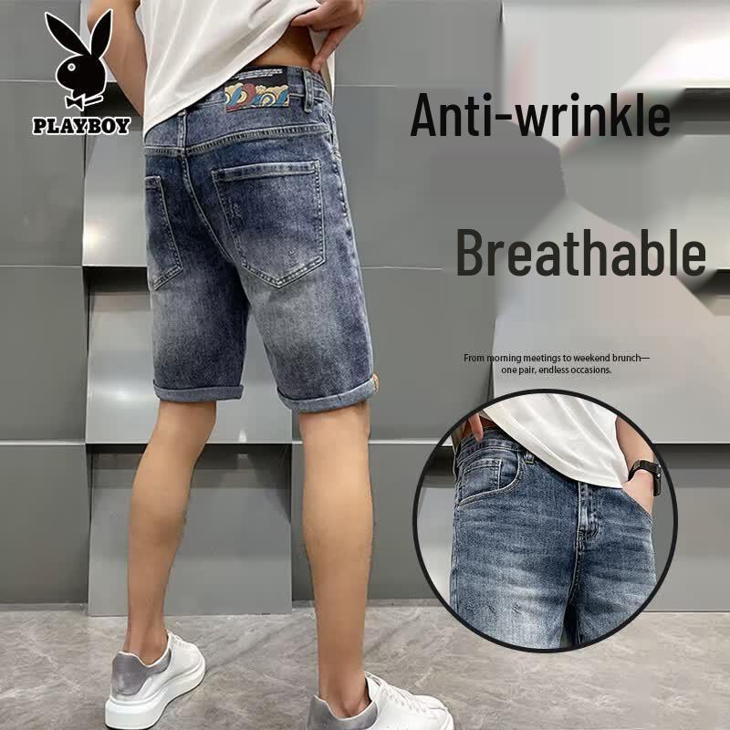 PLAYBOY Men s Straight-Leg Knee-Length Denim Shorts 28