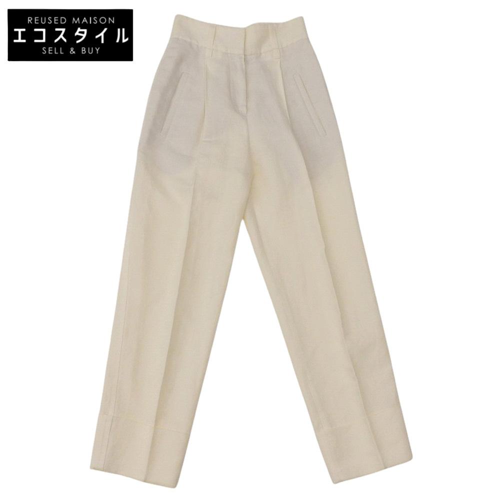 Brunello Cucinelli Good Condition Linen Cotton 1P Pants Bottoms Ladies White Size 36 2018 MH123P7198 Bottoms 36 whiteUsed