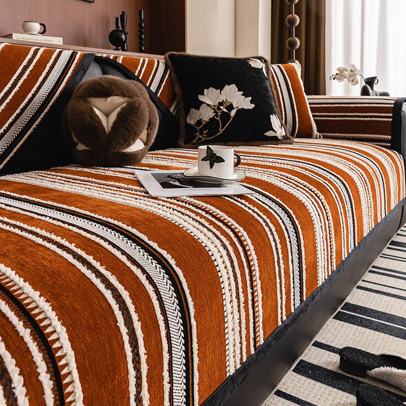 

Sofa Cushion Non-Slip Retro Four-Season Universal Medium And Ancient Style Straight Row Sofa Seat Cushion Cover Cloth High-End Sofa Cover Towel 70*70cm