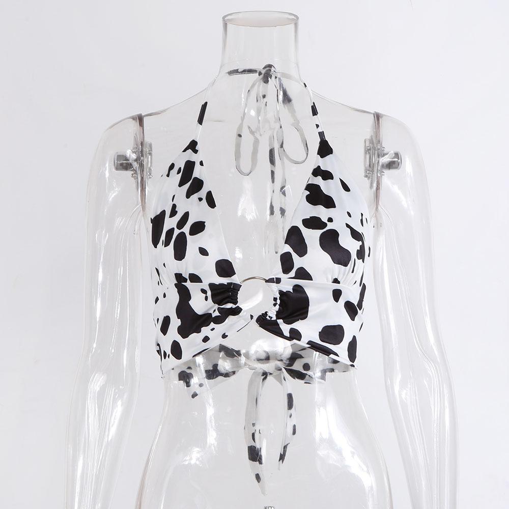 AltGoth Streetwear Y2k Cow Camis Women Dark Gothic Hollow Out Backless Crop Tank Top Harajuku Vintage Sexy Grunge Emo Alt Outfit