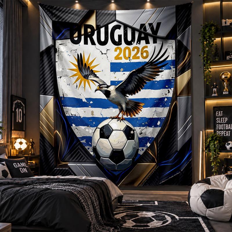 Wall Hanging Tapestry Uruguay Football Print Cloth for Living Room Bedroom Home Decor