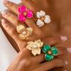 Un Anello Aperto da Donna con Motivi Floreali in Vari Colori tra Cui Scegliere, un Anello Aperto Colorato e alla Moda Adatto per l'Uso Quotidiano e le Vacanze