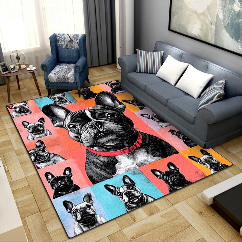 French Pitbull Carpet Rug for Living Room Bedroom Home Sofa Decoration,Kids Play Non-slip Floor Mat