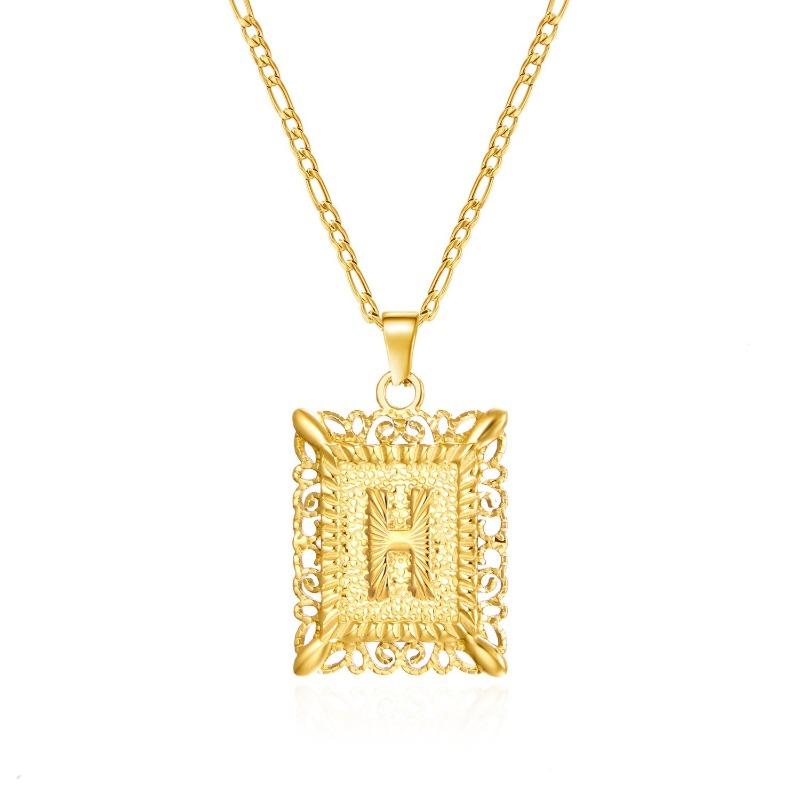European and American style simple square 26 letter pendant necklace women's personality high-end design jewelry