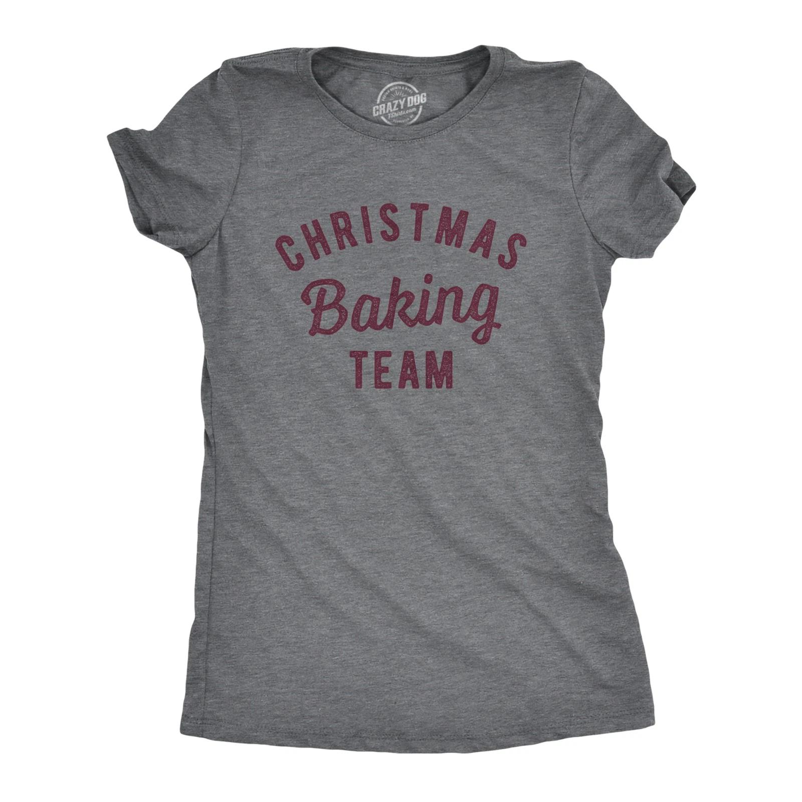 Womens Christmas Baking Team T Shirt Funny Xmas Party Family Novelty Graphic Tee XXL