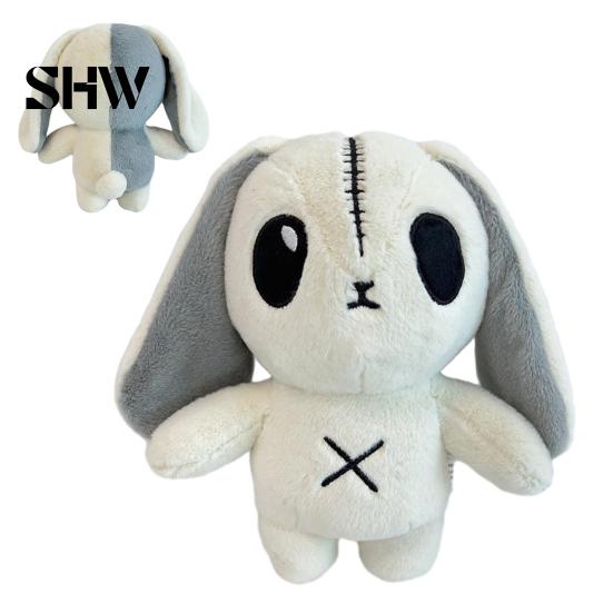 Embroidered Gothic Plushie Halloween Horror Bunny Plush Toy, Cute Creepy Rabbit Stuffed Animal Peripheral Collection Doll for Kids, Soft Collectible