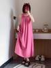 Sweet girl lazy wind suspender dress women's summer new simple temperament berry pink loose vest skirt