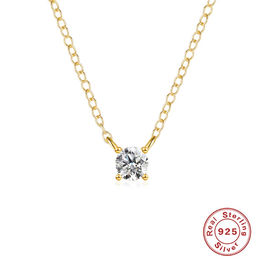 S925 Sterling Silver Feminine Minimalist Temperament Collarbone Chain Creative Fashion Zircon Short Accessories Necklace