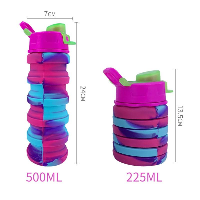Portable Collapsible Silicone Travel Water Bottle 500ml Hiking Camping Gym Outdoor Sports
