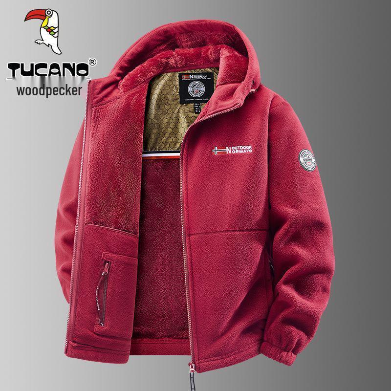 Woodpecker Men s Double-Sided Fleece-Lined Hooded Winter Jacket S 125-145 lbs