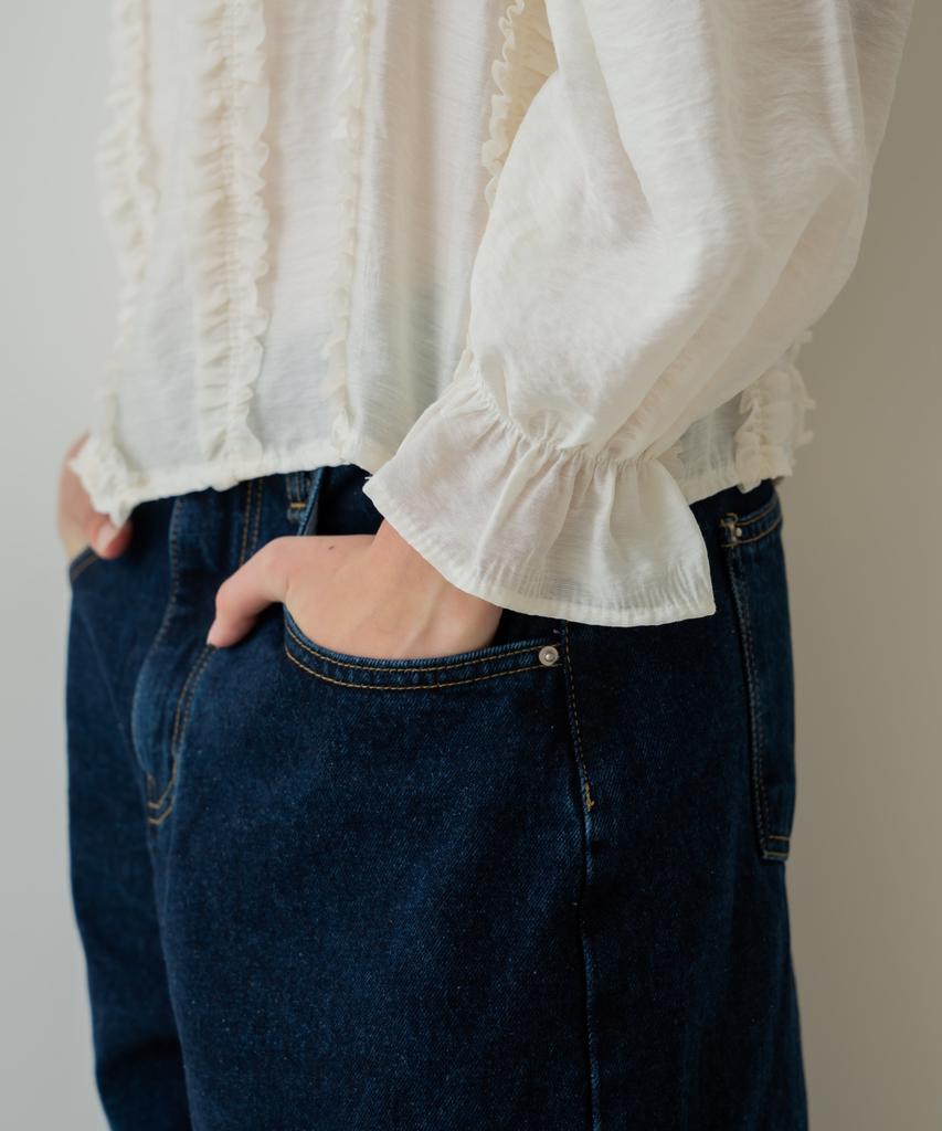 WIOE Cloe Curved Denim Pants_Dark Blue