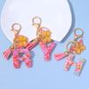 Fashion A-Z Letters Acrylic Keychain for Women Pink Butterfly Tassel Alphabet Car Key Ring Bag Charms Accessories Gift Jewelry