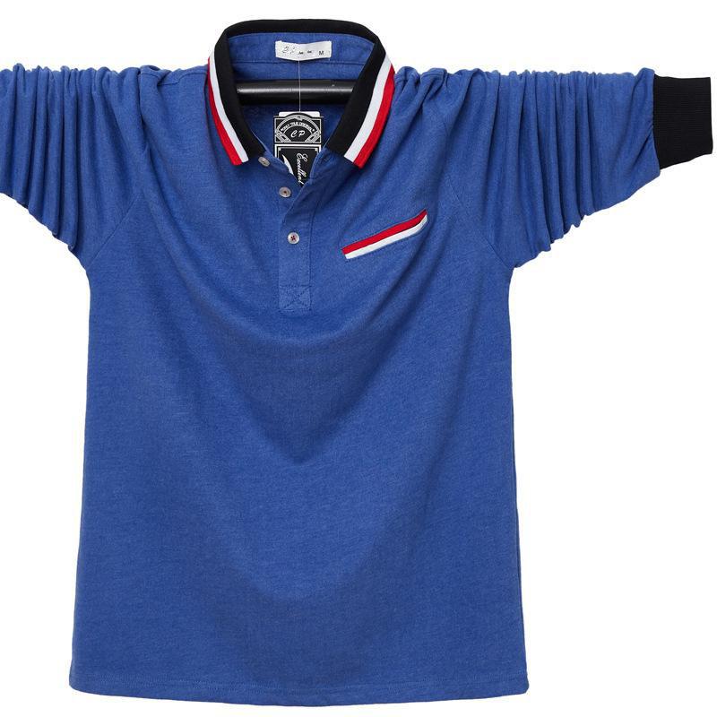 Nuevo POLO de manga larga de talla grande para hombre, camiseta holgada informal de negocios de manga larga