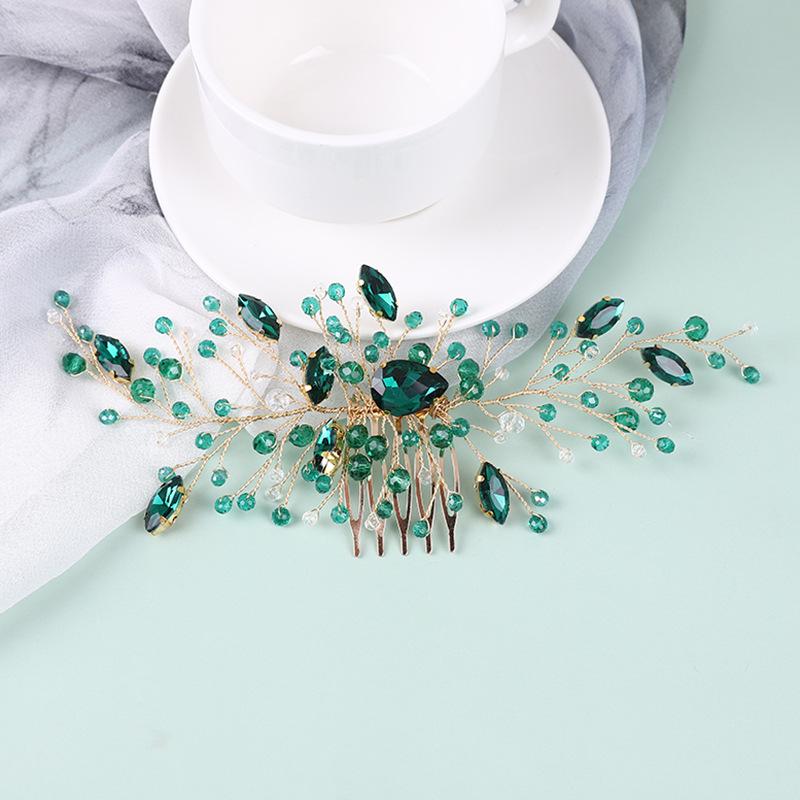 

Emerald Green Teardrop Crystal Bridal Hair Comb - Summer Wedding Accessory