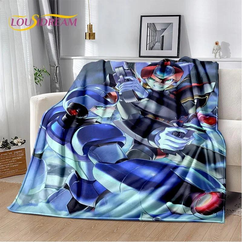 Retro Cartoon Rockman Mega Man Game Soft Flannel Blanket for Beds Bedroom Sofa Picnic,Throw Blanket for Outdoor Leisure Nap Gift