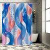 Watercolor Blue Pink Red Bathtub Shower Curtain Waterproof Decorative Bathroom Decoration