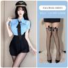 Flower love sea sexy underwear pure desire wind policewoman professional blue pleated short skirt cosplay uniform suit A155