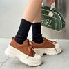 Frosted Leather Thick Baseplate Shoes, High and Thin Ins Tide Casual Shoes In Spring and Autumn
