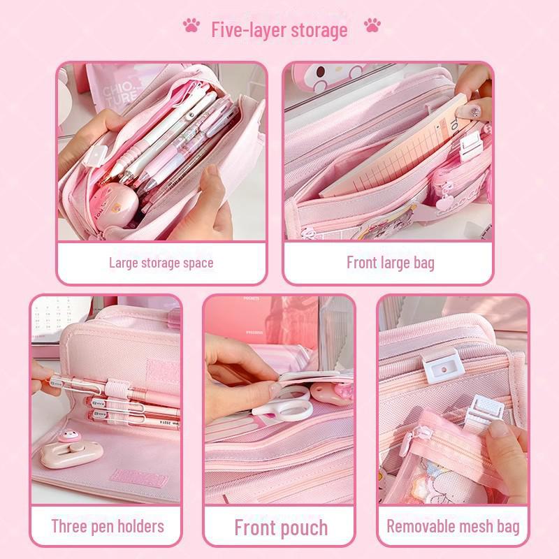 Large Capacity Multifunctional Pencil Case for Primary & Junior High School Girls