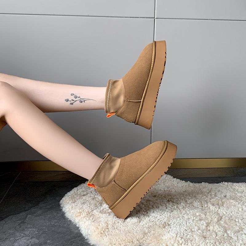 Damesko Stor Størrelse Myk Såle Vinter Varm Pels En Anti-skli Snøstøvler Vattert Fôret Ankelstøvletter Utendørssport Bomullsstøvler