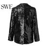 Dressy Sequin Coat Women's Jacket Shiny Open Front Blazer Evening Polyester Party Sparkly Long Sleeve Cardigan with Pockets Women