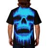 Men's Halloween Printed V-Neck Short Sleeve Scrub Top with Pocket