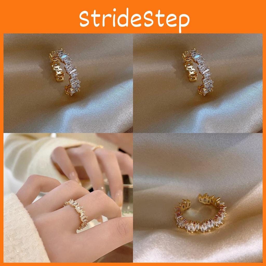 Elegant Adjustable Open Design Zirconia Ring For Women Chic Fashion Accessory