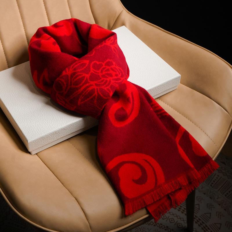 Imitation Cashmere Red Scarf Men's and Women's Winter Big Red Rabbit Shawl