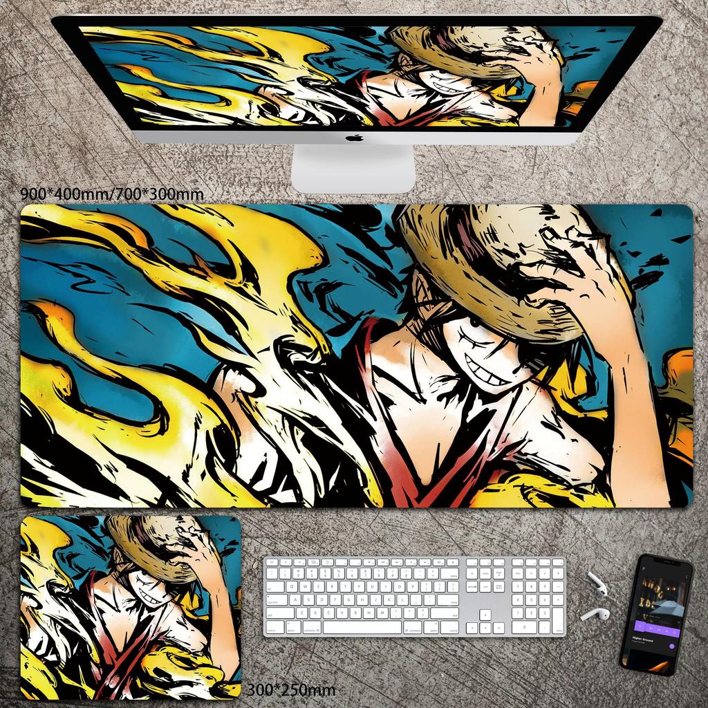 High Definition ONE PIECE Leather Mouse Pad Oversized Boys Animation E-sports Game Keyboard Pad Luffy Computer Desk Pad Non-slip Waterproof Mouse Pad