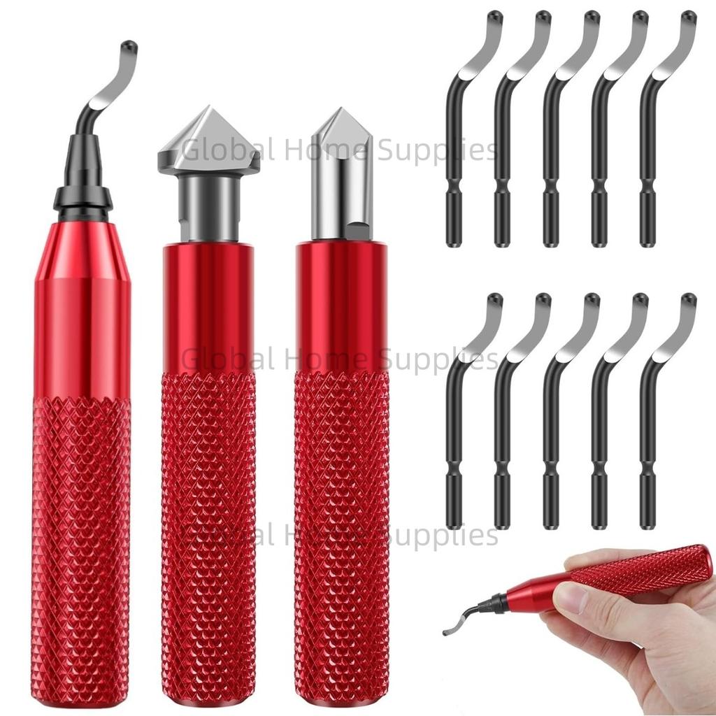 Deburring Tool Kit with Countersink Hand Reamers 10 Extra Blades Sturdy Burr Removal Tool Durable Burr Edges Removing Hand Tool