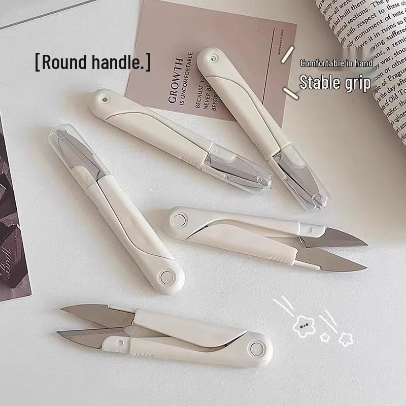 Neuling-Spezial: U-förmige tragbare Nähschere mit runder Spitze und Feder, mit Schutzhülle